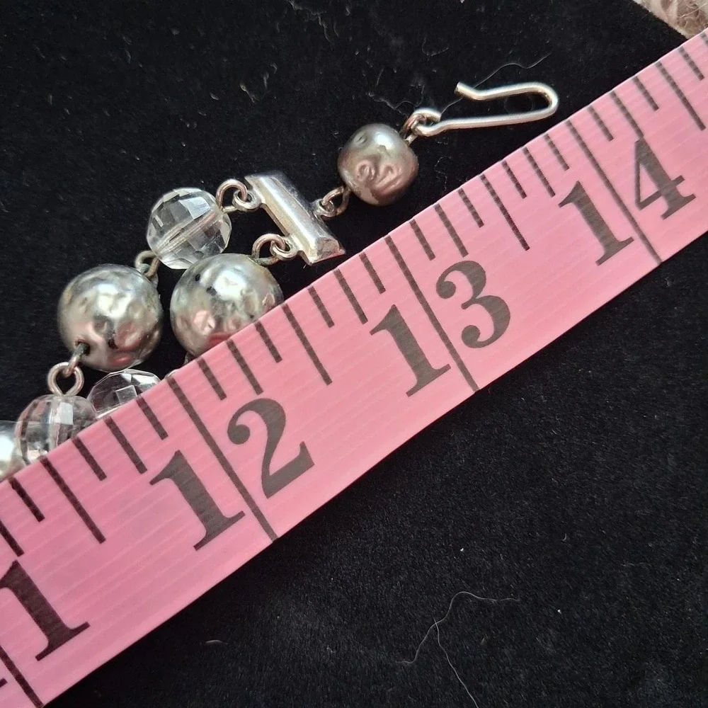 Vintage 90s retro-revival 50s inspired double choker w/hammered metallic beads